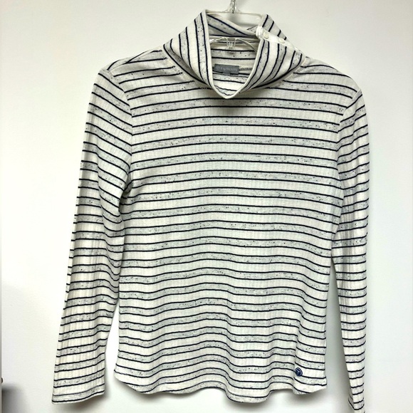 T by Talbots Tops - T By Talbots, pullover, white with navy horizontal stripes, M